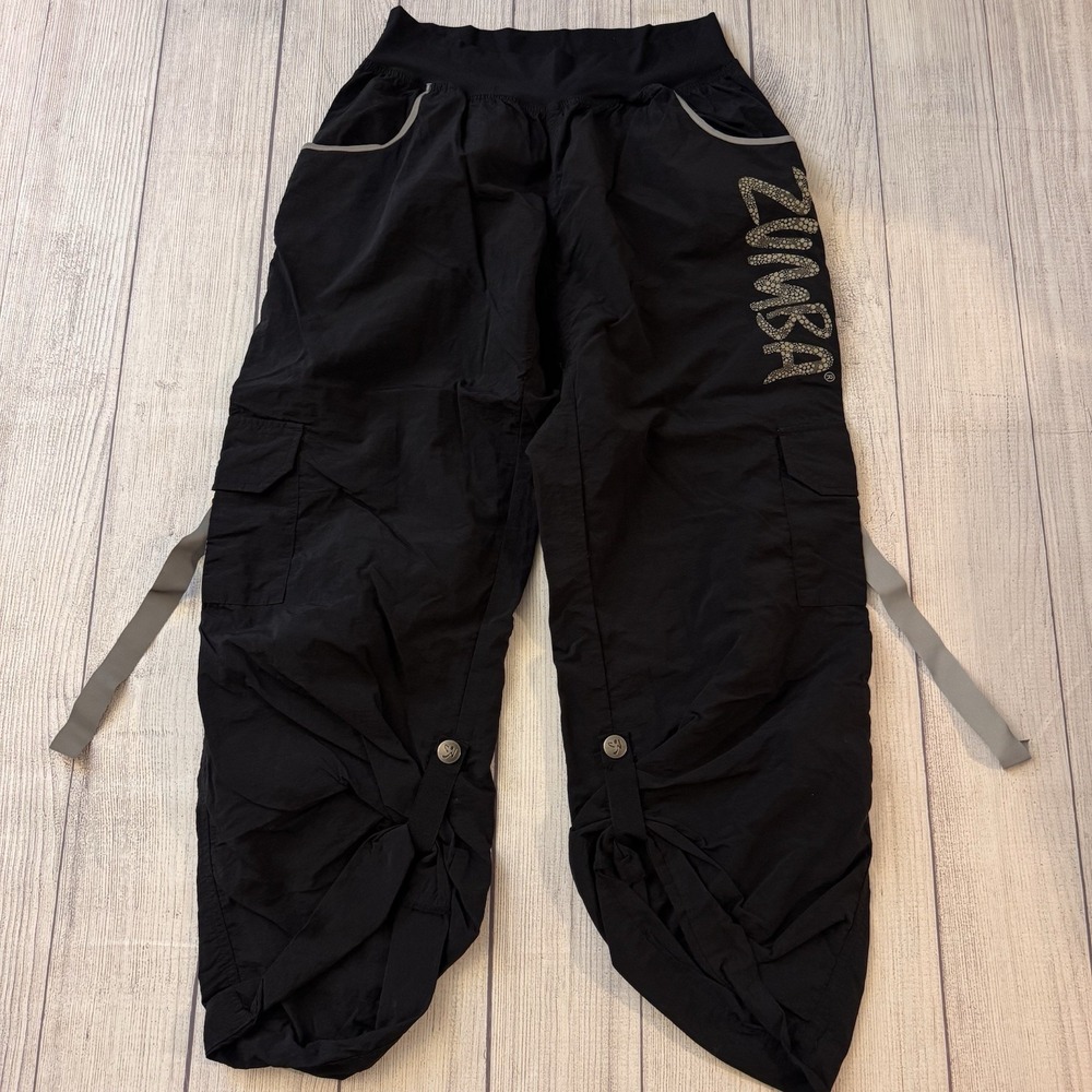 Zumba Cargo Pants Womens XL Chic Samba Hip Hop Convertible Capri Snap Legs